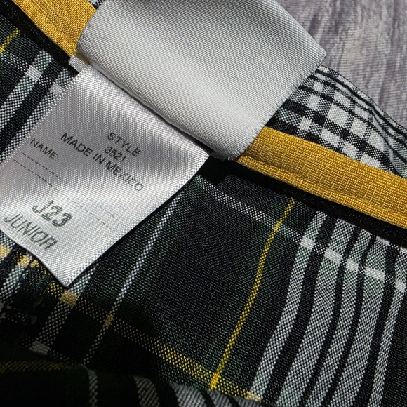 DENNIS JUNIOR Plaid Skirt Women's Green White Yellow Button Detail Schoolgirl - Picture 5 of 12
